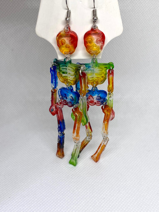 Rainbow Skeleton Earrings